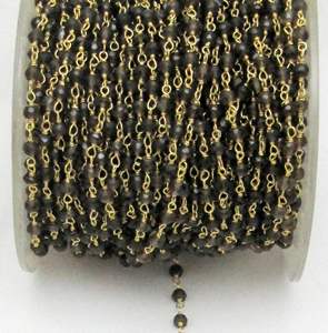 Cadena de Rosario con Cuentas Facetadas de Latón de 3-4 mm con Baño de Plata/Oro/Negro, Cadena de Piedras Preciosas de Alta Calidad para la Fabricación de Joyas - Product Image 2