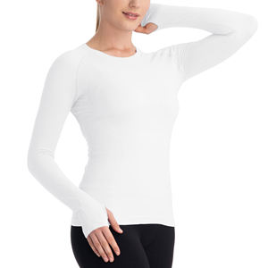 Haut de yoga à coupe décontractée, à séchage rapide, respirant, haut de fitness à manches longues avec trou pour le pouce, haut de sport actif, haut de yoga esthétique - Product Image 3