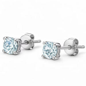 925 Sterling Silver Solitaire <b>Stud</b> <b>Earring</b> FOR <b>MEN</b> WOMEN DAILY PARTY WEAR Minimal Round CZ Diamond Look Wholesale - Product Image 1