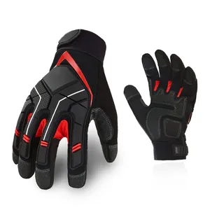 High Quality Heavy Duty Construction Anti Slip Oilfield Cut Resistant TPR Leather Mechanic Safety Work Impact Gloves