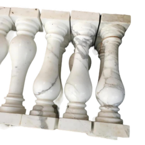 Garde-corps en pierre de marbre sculpté à la main, garde-corps en balustre en marbre d'intérieur, garde-corps en marbre vintage - Product Image 1