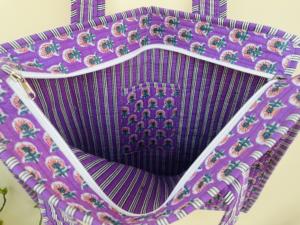 Women's Vintage Tote <b>Bag</b> Quilted Cotton Floral Printed with Zipper Closure and Custom Logo for Spring Summer Winter-Wholesale - Product Image 3