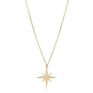 Nouveau collier à breloque en zircon tendance, design étoile du nord, fait à la main, fiançailles, mariage, fabrication turque, argent sterling 925 - Product Image 1