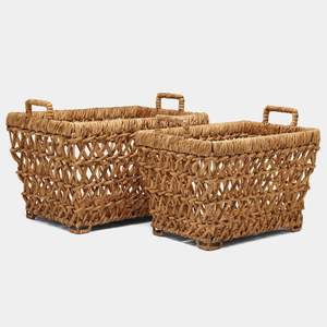 Panier en jacinthe d'eau, conteneur de rangement pour fruits et légumes, paniers naturels tissés à la main - Product Image 4