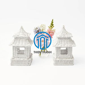 โคมไฟทรงเจดีย์สีขาวทำจากหวายดีไซน์ที่เป็นเอกลักษณ์โคมไฟตกแต่งบ้านโคมไฟธรรมชาติผลิตในเวียดนาม - Product Image 2