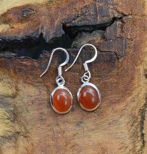 Boho Style Trendy 925 Sterling <b>Silver</b> <b>Drop</b> <b>Earrings</b> with Carnelian Gemstone Handmade Jewelry for Women Wedding Gift - Product Image 4