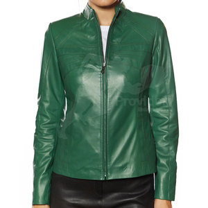 Veste en cuir à col montant pour femme, grande taille, tricotée respirante pour l'extérieur - Product Image 1