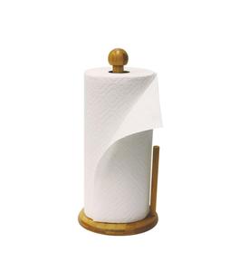 Support de rangement pour distributeur de papier essuie-tout en bambou facile à dérouler, base lestée, beige, support de papier essuie-tout en bois, base antidérapante naturelle - Product Image 1