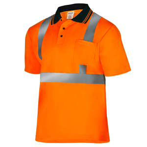 Polo à manches courtes en polyester personnalisé avec logo, grande taille, haute visibilité, imperméable, antistatique, impression UV pour les travailleurs de la construction et des routes - Product Image 6