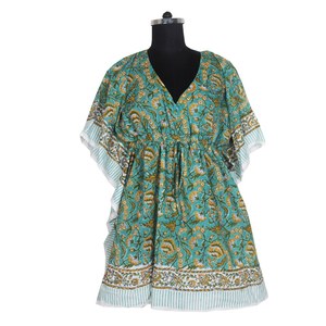 Bloc imprimé sans manches Maxi coton indien Maxi robes pour femmes KFCS055 coton été Maxi robe 100% organique porter concepteur - Product Image 5
