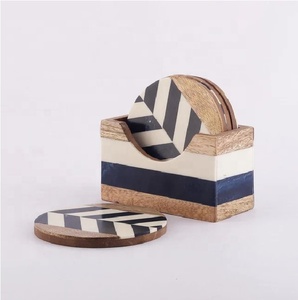 Factory Direct Premium Resin Wood <b>Coaster</b> <b>Set</b> <b>Holder</b> Classic Style Handcrafted Non-slip Eco-Friendly 10mm Mats Pads Wholesale - Product Image 3