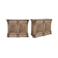 Table console de luxe artisanale indonésienne, finition antique, design traditionnel, construction en bois massif pour salon et chambre à coucher