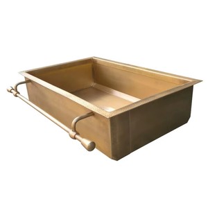 Îlot de cuisine de luxe en laiton artisanal, avec barre porte-serviettes intégrée, bord martelé, design italien inspiré, évier simple à rebord, pour îlot de cuisine - Product Image 2