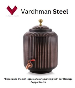 Matka en cuivre héritage, corde antique, 8 LTR, où la tradition rencontre l'artisanat. Carafe en cuivre héritage avec motif en corde - Product Image 2