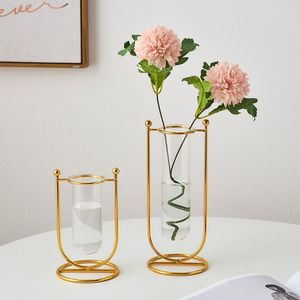 Metal Black Gold Flower Vase Test Tube Vase for Hydroponic Plant, Small Bud Pot Office Table <b>Top</b> - Product Image 3
