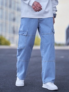 Pantalones vaqueros de mezclilla de carga clásicos para hombres pantalones de mezclilla de estilo callejero duraderos con múltiples bolsillos holgados para uso diario - Product Image 3