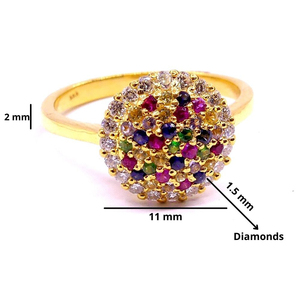 Party Wear 14k Gold Low MOQ Multi Color Gemstone Round Shape Wedding Wear Fashion Finger Diamond Ring - Product Image 2