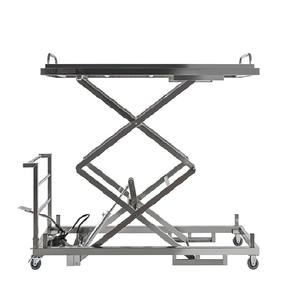 Chariot mortuaire à hauteur réglable, cadre en acier inoxydable, levage hydraulique, roues à roulement fluide, support sécurisé - Chariot d'hôpital - Product Image 1