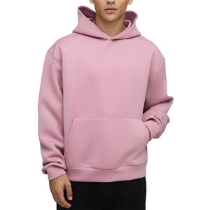 2026 Custom Solid Pink 100% Cotton Windproof <b>Hoodie</b> Wholesale Cheap Price Warm Winter <b>Thick</b> Fleece for <b>Men</b> with OEM ODM - Product Image 1