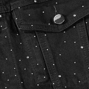 เสื้อแจ็กเก็ตกางเกงยีนส์พลอยเทียมสำหรับผู้ชายเสื้อแจ็คเก็ตยีนส์ลำลองสไตล์อินเทรนด์แวววาว - Product Image 4