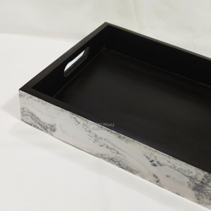 Plateau de service rectangulaire en résine blanche avec base noire élégante Home Hotel Design fabuleux décoratif pour restaurant servant l'Inde - Product Image 1
