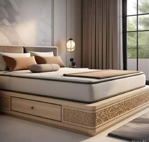 Cama flotante moderna con luz LED y cabecero de rejilla. Comodidad con estilo disponible a precios de mayoreo. - Product Image 3
