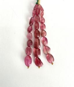 ลูกปัดรูเบลไลต์ธรรมชาติทรงกลม 3 เส้น สำหรับทำเครื่องประดับอัญมณีชั้นดี - Product Image 1