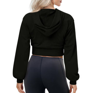 Sudadera Corta con Capucha para Mujer, Diseño Moderno con Hombros Caídos, Transpirable, para Otoño/Invierno, con Logotipo Personalizado - Product Image 3