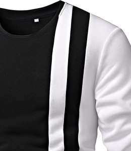 High Quality Custom Logo Men Crewneck <b>Stripped</b> Fleece Embroidered Polyester Cotton Men's Hoodies - Product Image 4