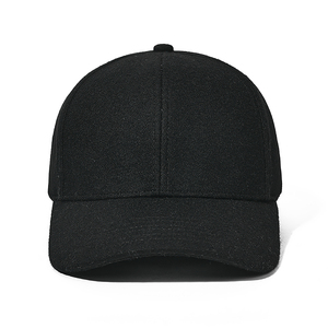 Directo de fábrica al por mayor con logotipo personalizado gorra de béisbol Snapback mezcla de lana en blanco negro invierno liso 6 paneles adulto papá casquette - Product Image 1