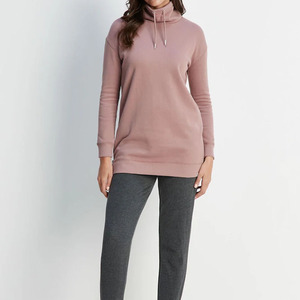 Chemise longue femme avec col haut et fermeture éclair latérale Logo personnalisé haute qualité casual plaine pull imprimé ample/prix d'usine 2026 - Product Image 2