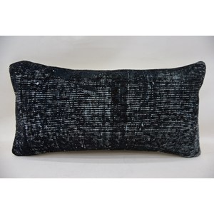 Noir Vintage Ikat Patchwork Laine Oreiller De Luxe 12x24 Pouces Carré Tissé Motif Portable Literie pour Salon et Chambre - Product Image 4