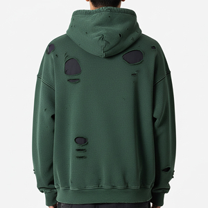 Sudadera con capucha para hombre, personalizada, de invierno, con bordado, de forro polar grueso, 100% algodón, corte oversize, estilo desgastado y holgado - Product Image 6