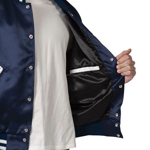 Blouson Bomber Varsity Homme Tendance Coupe Américaine Rétro en Satin, Léger, Respirant et Coupe-Vent avec Patchwork – Idéal Printemps - Product Image 5
