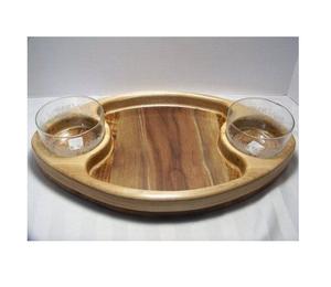 Plateau de service en bois artisanal, plateau de service en bois avec poignée, plateau de service en bois - Product Image 1