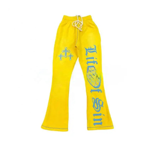 ¡Novedad de 2024! Ropa de calle personalizada de alta calidad para hombre, pantalones de chándal para correr, salpicaduras de pintura de retazos, pantalones de chándal elásticos Acampanados para hombre - Product Image 4