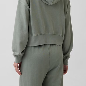 Sweat à capuche en polaire uni pour femmes pour la saison froide Confort Design à prix d'usine avec logo personnalisable et ourlet côtelé / Tissu doux - Product Image 6