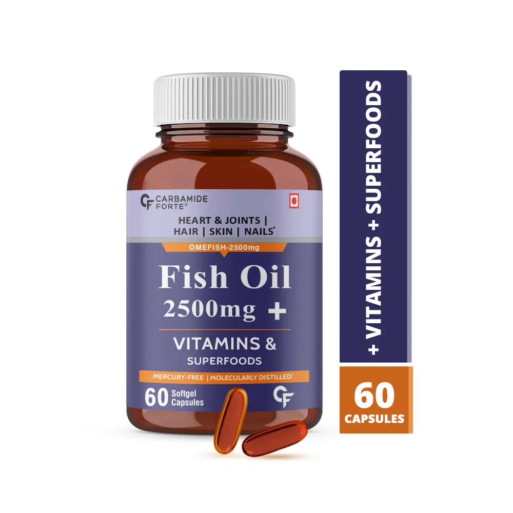 Fish Oil 2500mg with Omega 3 1500mg; 900 mg EPA and 600mg DHA Per Serving For Men & Women with Biotin, Vitamin D, Vitamin K2-MK7