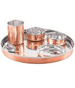 Ensemble indien de luxe Thali en acier cuivré martelé vaisselle de service à manger écologique Premium Kansa Bronze pour indien traditionnel - Product Image 2