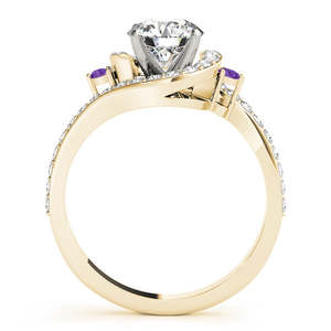 Conjunto de Joyas de Novia Halo Swirl Amethyst Diamond, Oro Amarillo Rosa de 18K, Circonita de 0.77ct, Diseño Floral Clásico para Fiesta de Compromiso - Product Image 4