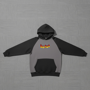 Sweat à capuche pour homme en coton 100% avec blocs de couleur, impression DTF personnalisée, logo, 2 tons, ample, épaules tombantes, polaire surdimensionné, OEM/ODM - Product Image 4