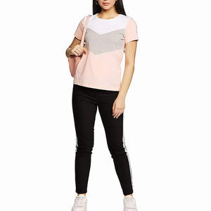 Fashion Color Block <b>Patchwork</b> Women T-Shirt Short Sleeve Cotton Casual Crew Neck Ladies Tee Summer <b>Tops</b> Wholesale O-Neck Shirt - Product Image 2