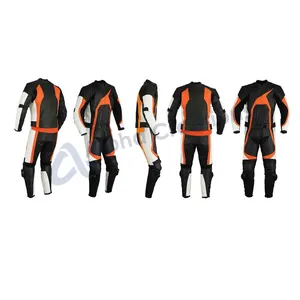 पुरुषों के लिए 100% उच्च गुणवत्ता वाले नारंगी रंग के वाटरप्रूफ मोटरबाइक सूट, किफायती मूल्य के फैशन लेदर मोटरबाइक सूट