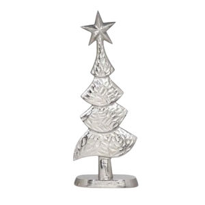 Vintage Style Hammered Iron Silver <b>Christmas</b> <b>Tree</b> Sculpture With Star Topper Metal Tabletop Decoration Festive Home Decor - Product Image 1