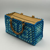 Tas Rajut Wanita Buatan Tangan dari Bambu dengan Motif Granny Square, Tas Jinjing Katun Bergaya dengan Aksesori Keranjang Rajut Camellia, Aksesori Fashion