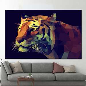 Elegante lienzo de arte geométrico con diseño de animales - Diseño abstracto de tigre impreso, 1P: Enmarcado tipo galería - Product Image 1