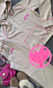 Survêtement en tricot gaufré personnalisé pour femmes Surpiqûres contrastées Tricotage gaufré Vêtements de détente Ensemble 2 pièces Vêtements pour femmes - Product Image 2