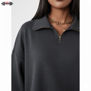 Sudadera Holgada de Manga Larga para Mujer, Mezcla de Poliéster/Algodón, Lisa, Cálida, Informal, Nueva Moda de Invierno - Product Image 4