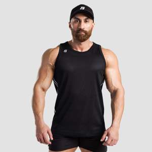 Débardeur de musculation XL pour homme, respirant, noir, motif 3D, col à capuche, en polyester, coton et élasthanne, maille pour la performance - Product Image 1