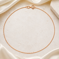 Collar de Cadena con Cuentas Brillantes de Plata de Ley 925 y Oro Rosa, 45 cm, 1.14 g, Joyería Delicada para Mujer